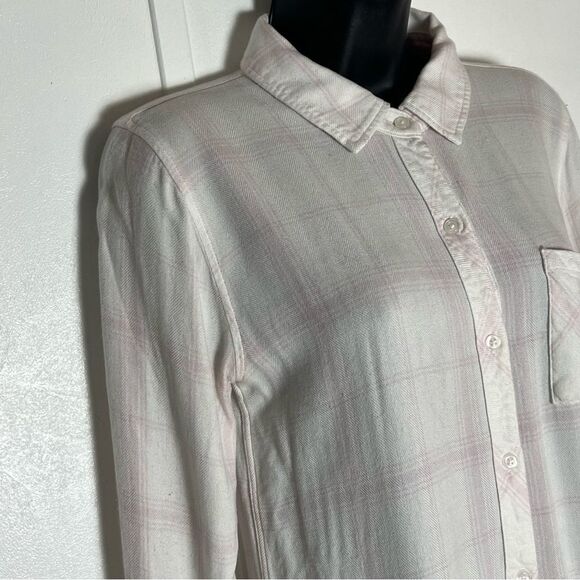 Rails Pink Hunter Plaid Shirt White Rose Long Sleeve Relaxed Button Up Shirt M - Picture 4 of 16